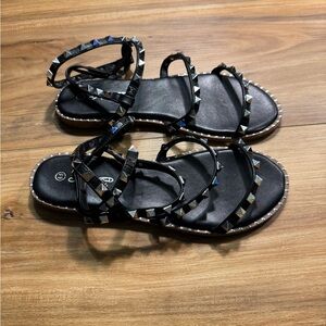 Elegant Black Studded Sandals